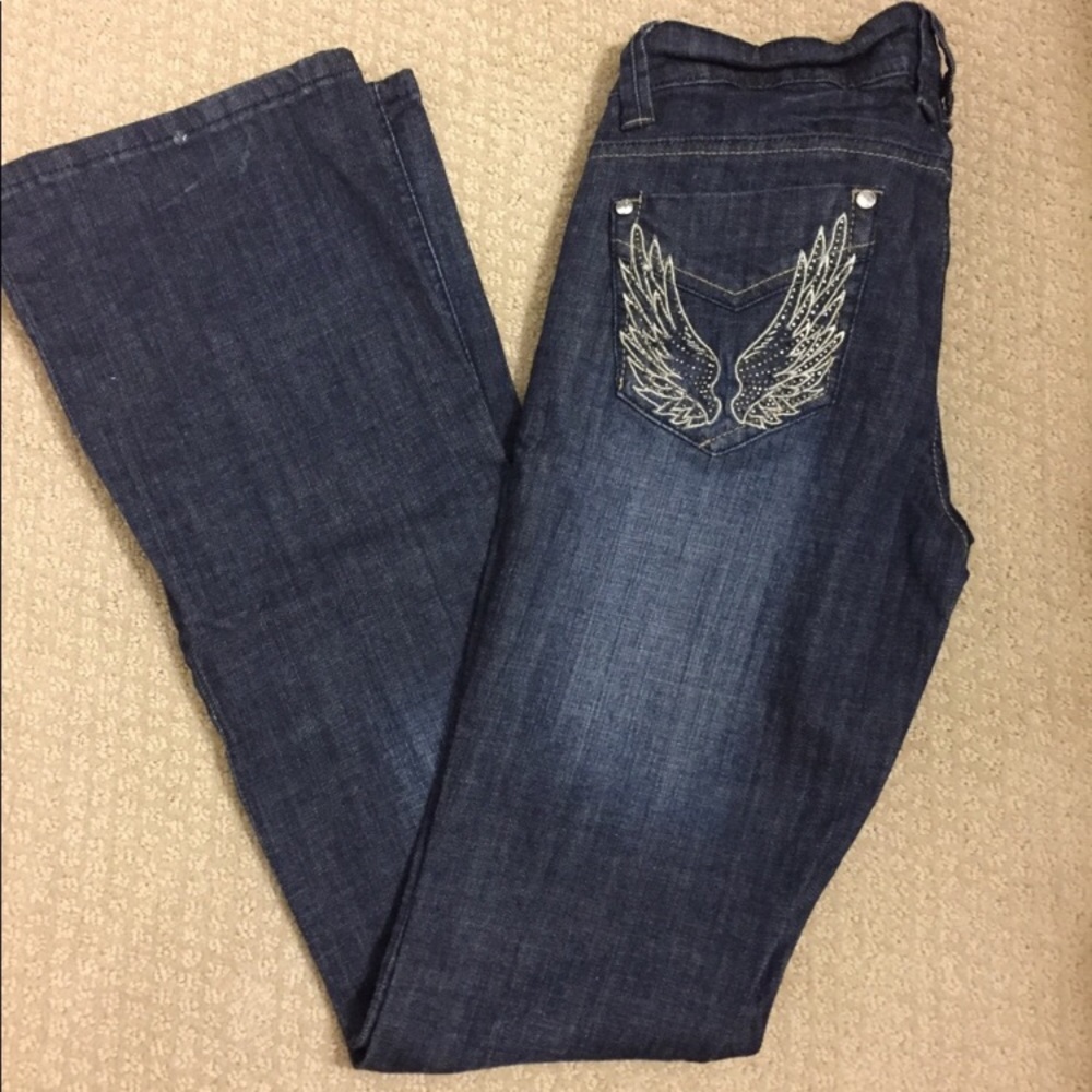 Embroidered and embellished boot cut jeans